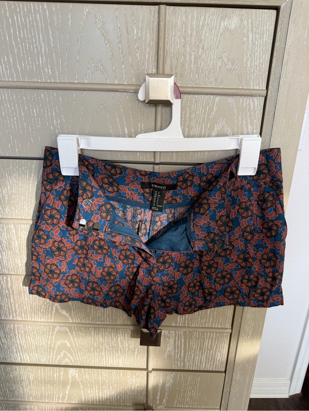 Forever 21 Rust and Navy Floral Print Shorts
